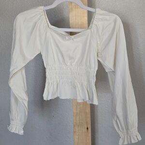 With Jules Cream Girls Smocked Crop Top. Size Large. Nwt.